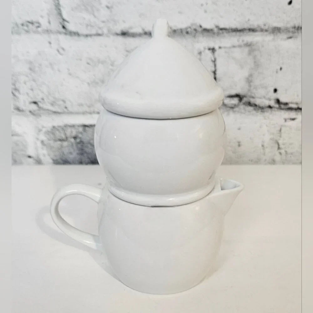 Vintage Penguin Creamer and Sugar Bowl Stacked.